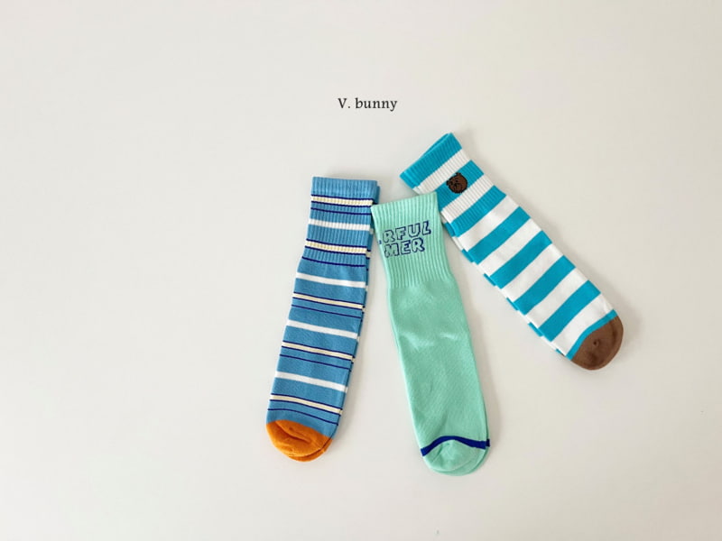 V Bunny - Korean Children Fashion - #kidsstore - Stripe Bear Socks - 2