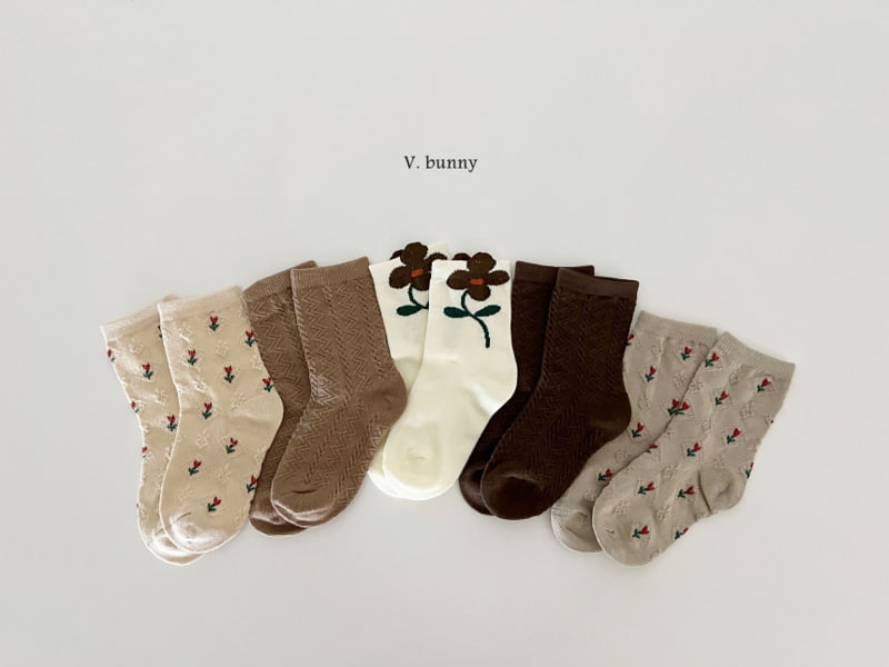 V Bunny - Korean Children Fashion - #kidsstore - Small Flower Socks - 2