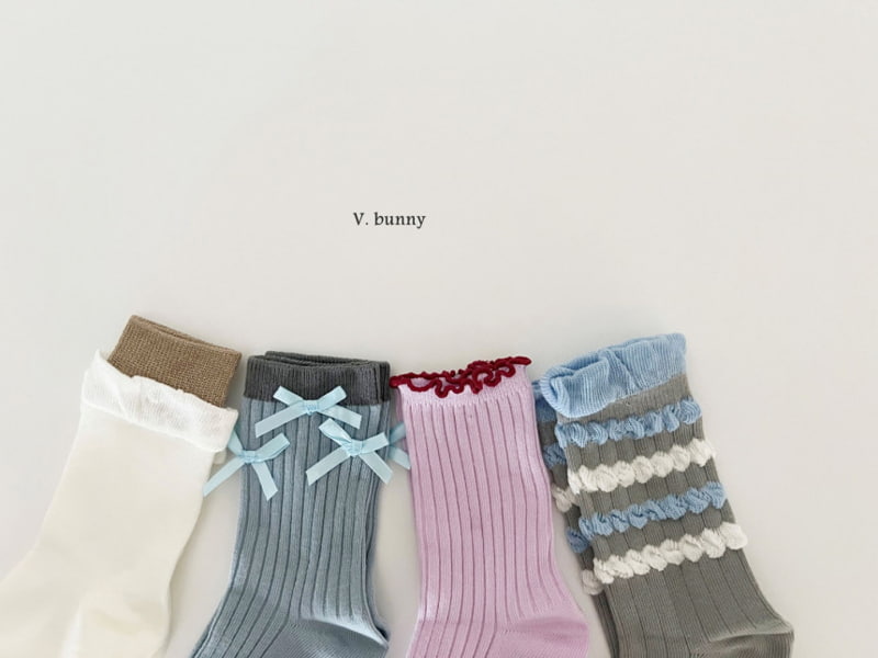 V Bunny - Korean Children Fashion - #kidsshorts - Blue Ribbon Socks - 4