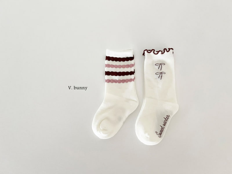 V Bunny - Korean Children Fashion - #kidsstore - Double Frill Socks - 5