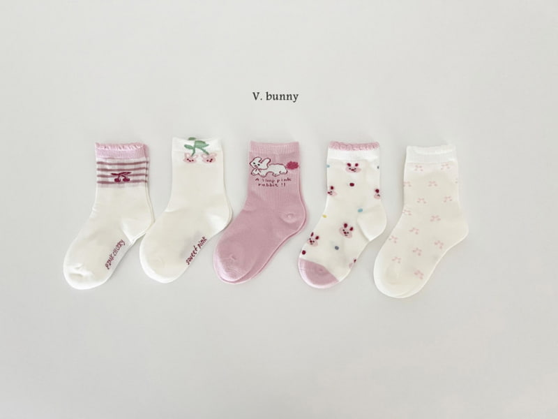 V Bunny - Korean Children Fashion - #kidsstore - Rabbit Cherry Socks