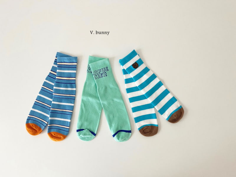 V Bunny - Korean Children Fashion - #kidzfashiontrend - Stripe Bear Socks - 3