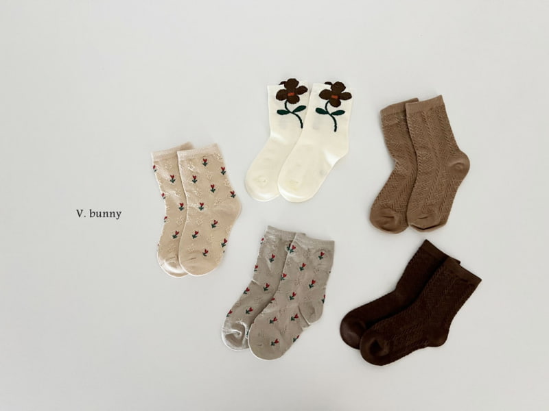 V Bunny - Korean Children Fashion - #kidzfashiontrend - Small Flower Socks - 3