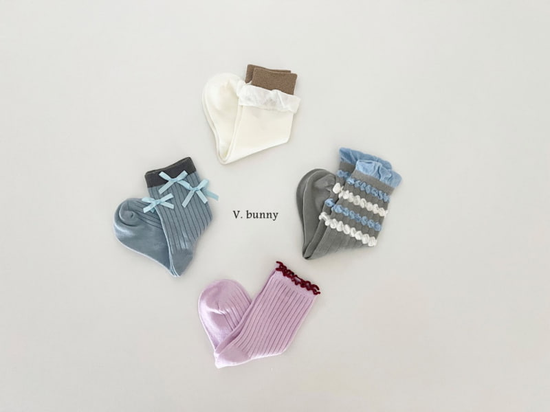 V Bunny - Korean Children Fashion - #kidzfashiontrend - Blue Ribbon Socks - 5