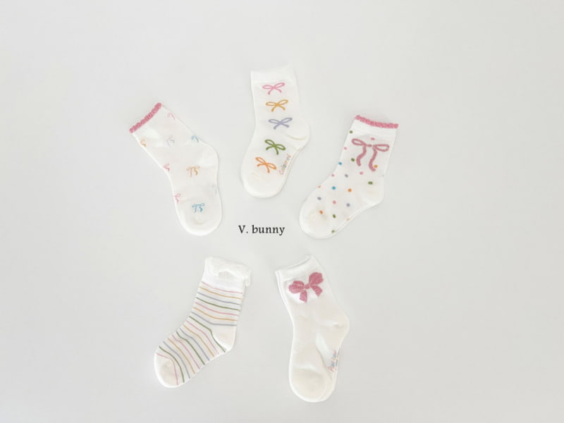 V Bunny - Korean Children Fashion - #kidsstore - Party Ribbon Socks - 4