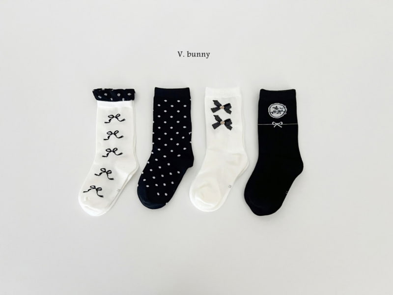 V Bunny - Korean Children Fashion - #kidzfashiontrend - Dot Ribbon Socks