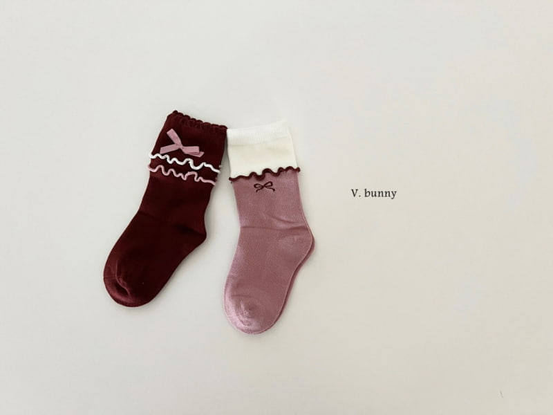 V Bunny - Korean Children Fashion - #kidzfashiontrend - Double Frill Socks - 6