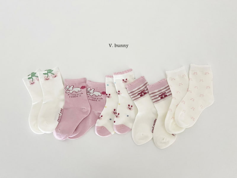 V Bunny - Korean Children Fashion - #kidzfashiontrend - Rabbit Cherry Socks - 2