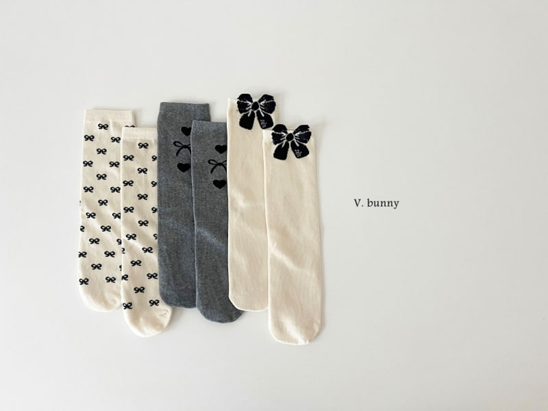 V Bunny - Korean Children Fashion - #littlefashionista - Big Ribbon Socks - 2