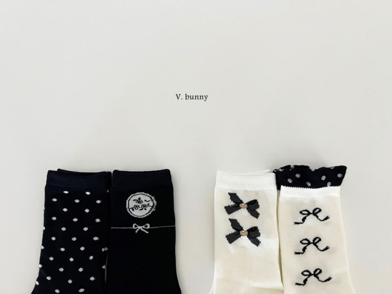 V Bunny - Korean Children Fashion - #littlefashionista - Dot Ribbon Socks - 3