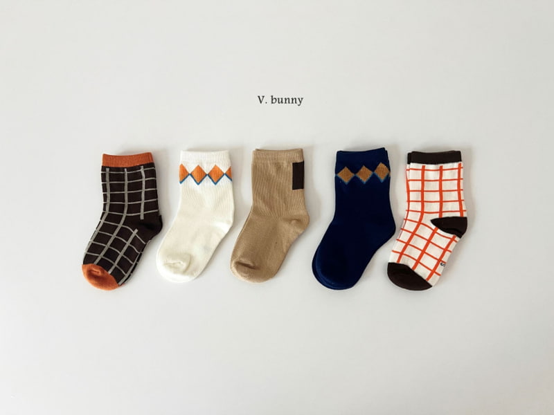 V Bunny - Korean Children Fashion - #magicofchildhood - Check Dia Socks