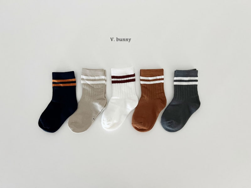 V Bunny - Korean Children Fashion - #minifashionista - Two Lines Socks