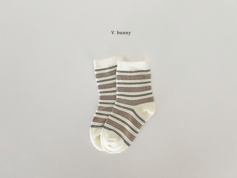 V Bunny - Korean Children Fashion - #minifashionista - Small Stripe Socks - 9