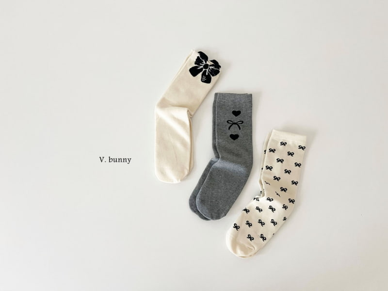 V Bunny - Korean Children Fashion - #magicofchildhood - Big Ribbon Socks - 4