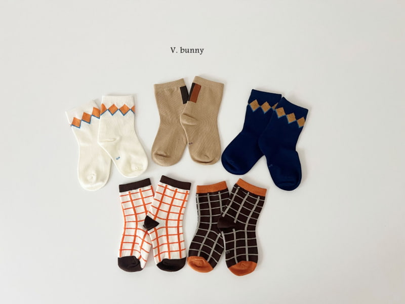 V Bunny - Korean Children Fashion - #minifashionista - Check Dia Socks - 2