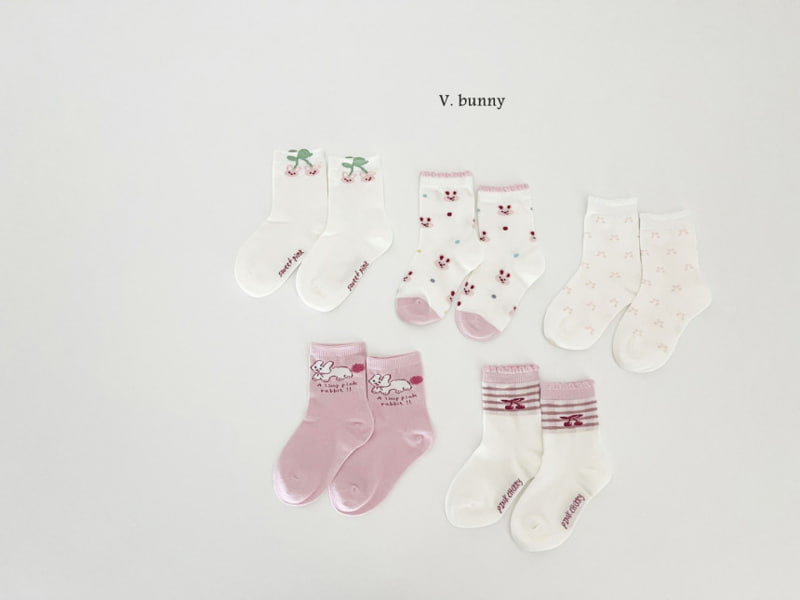 V Bunny - Korean Children Fashion - #minifashionista - Rabbit Cherry Socks - 6