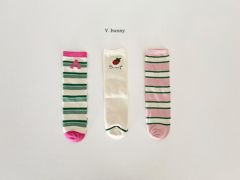 V Bunny - Korean Children Fashion - #prettylittlegirls - Strawberry A Socks