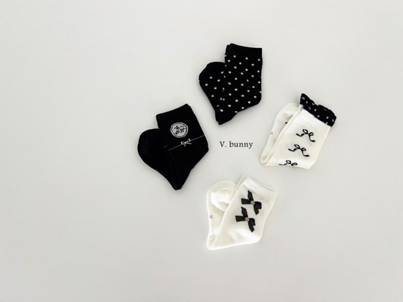 V Bunny - Korean Children Fashion - #prettylittlegirls - Dot Ribbon Socks - 6