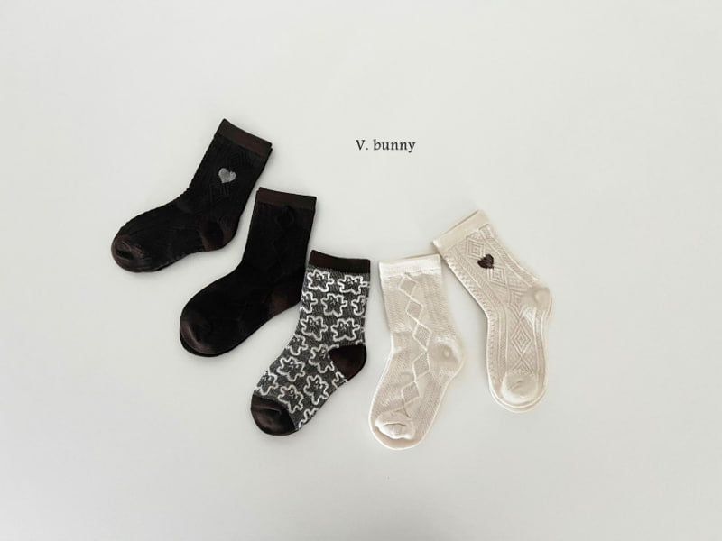 V Bunny - Korean Children Fashion - #prettylittlegirls - Heart Socks - 4