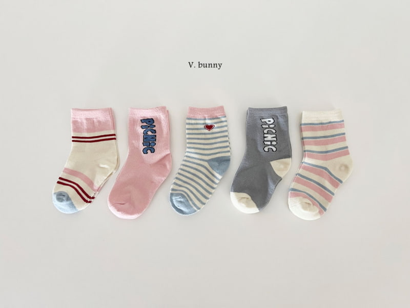 V Bunny - Korean Children Fashion - #toddlerclothing - Picnic Socks 