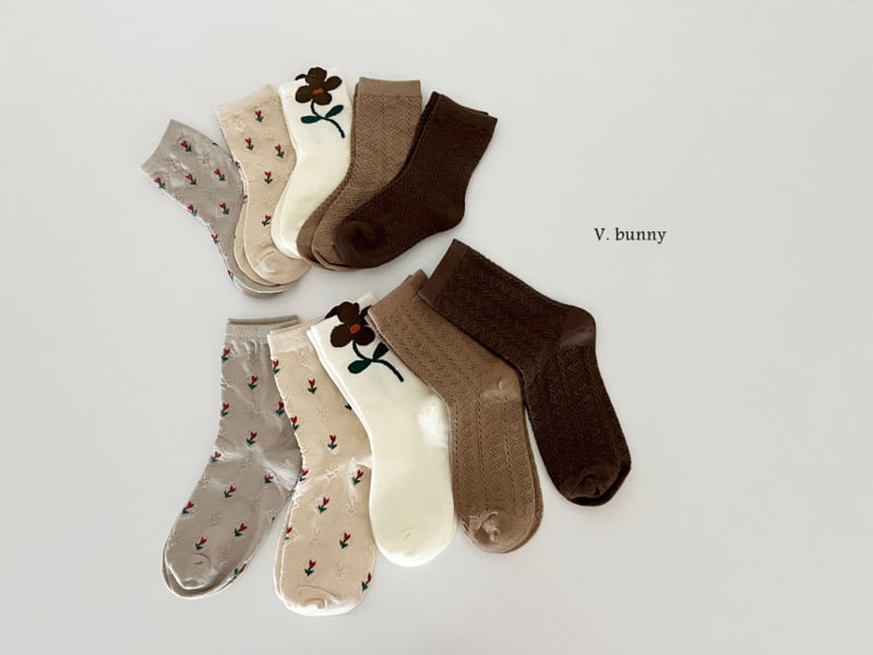 V Bunny - Korean Children Fashion - #toddlerclothing - Small Flower Socks - 10