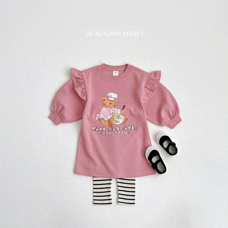 Vivid I - Korean Children Fashion - #Kfashion4kids - Cooking Bear Frill One-piece - 7