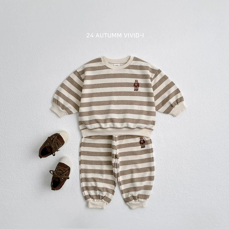 Vivid I - Korean Children Fashion - #Kfashion4kids - Bear Stripe Set - 5