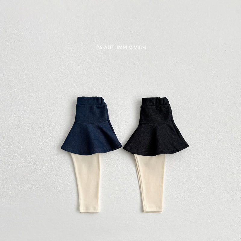 Vivid I - Korean Children Fashion - #childofig - Denim Skirt Leggings - 3