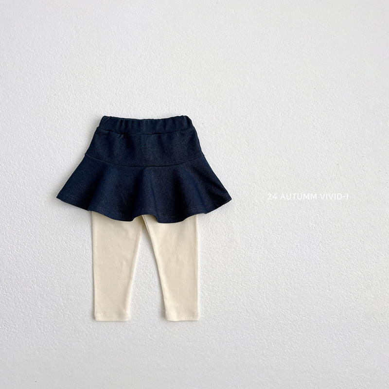 Vivid I - Korean Children Fashion - #childofig - Denim Skirt Leggings - 4