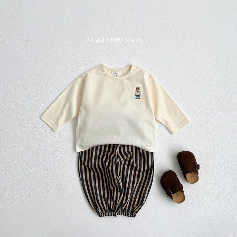 Vivid I - Korean Children Fashion - #childrensboutique - Bear Embroidery Tee - 9