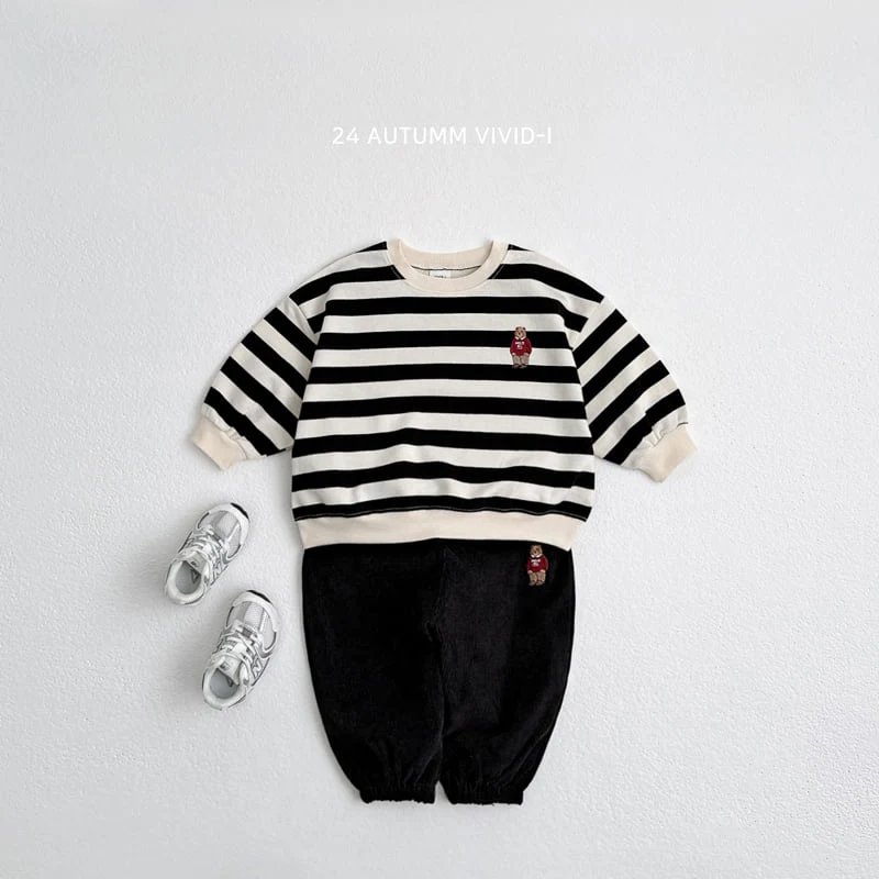 Vivid I - Korean Children Fashion - #childrensboutique - Bear Stripe Set - 12