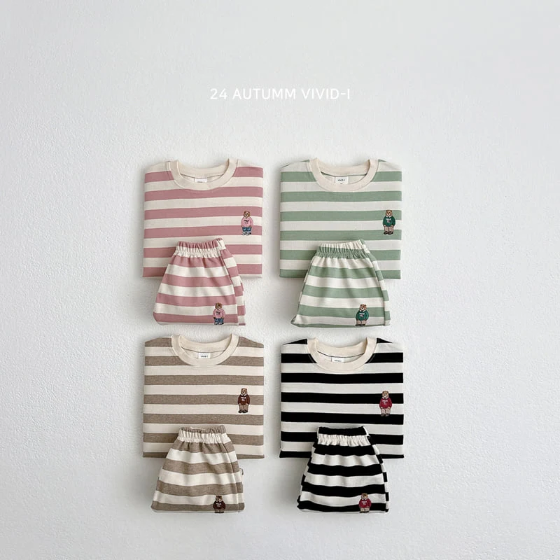 Vivid I - Korean Children Fashion - #fashionkids - Bear Stripe Set