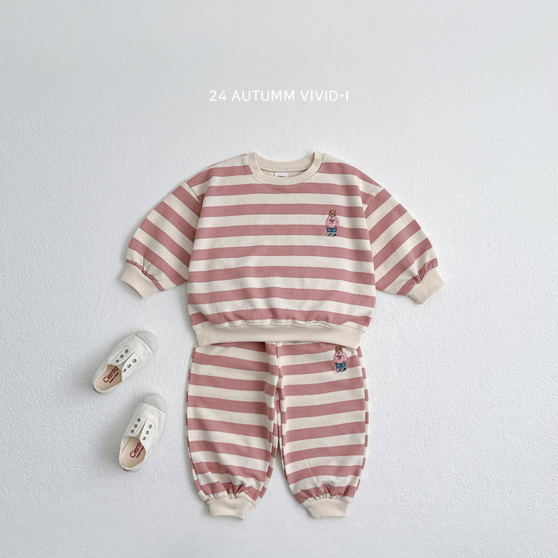 Vivid I - Korean Children Fashion - #littlefashionista - Bear Stripe Set - 6