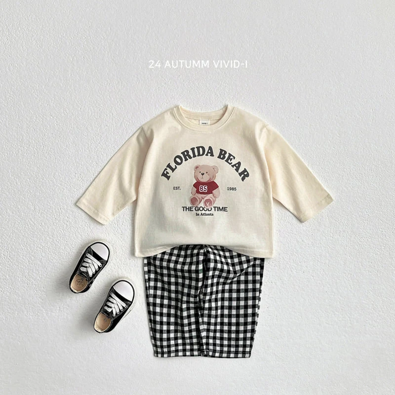 Vivid I - Korean Children Fashion - #minifashionista - Bear Check Set - 5