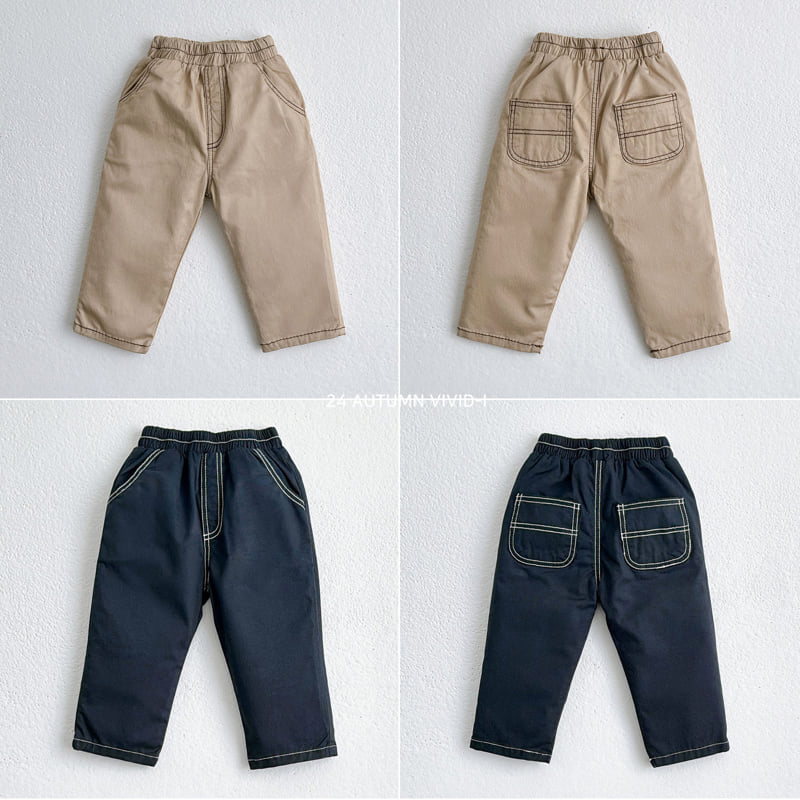 Vivid I - Korean Children Fashion - #toddlerclothing - Stitch Line Pants - 4