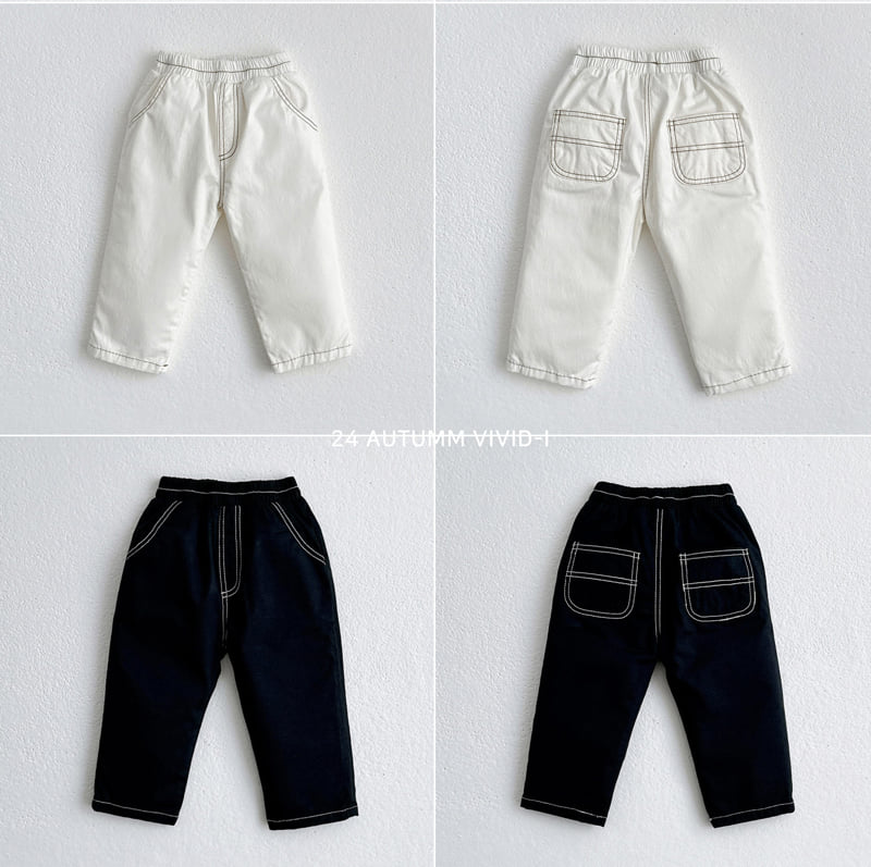 Vivid I - Korean Children Fashion - #toddlerclothing - Stitch Line Pants - 3