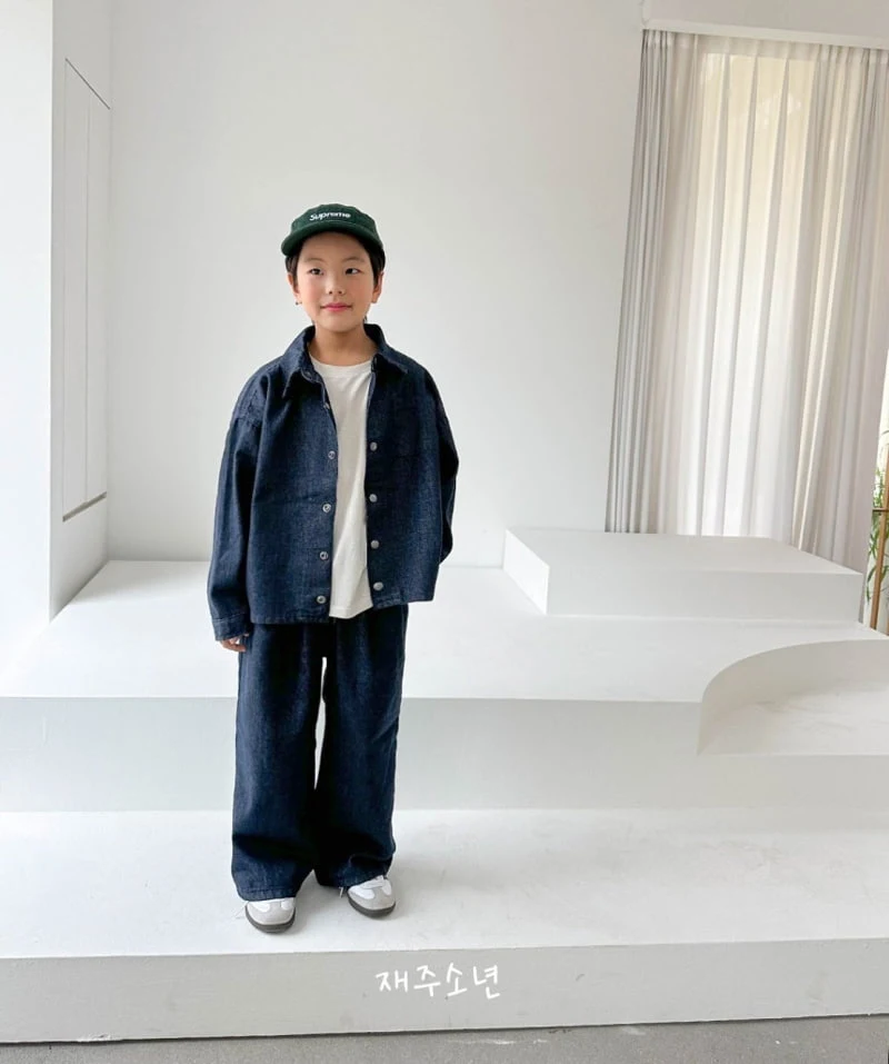 Witty Boy - Korean Children Fashion - #kidsshorts - Non Face Denim Shirt - 5