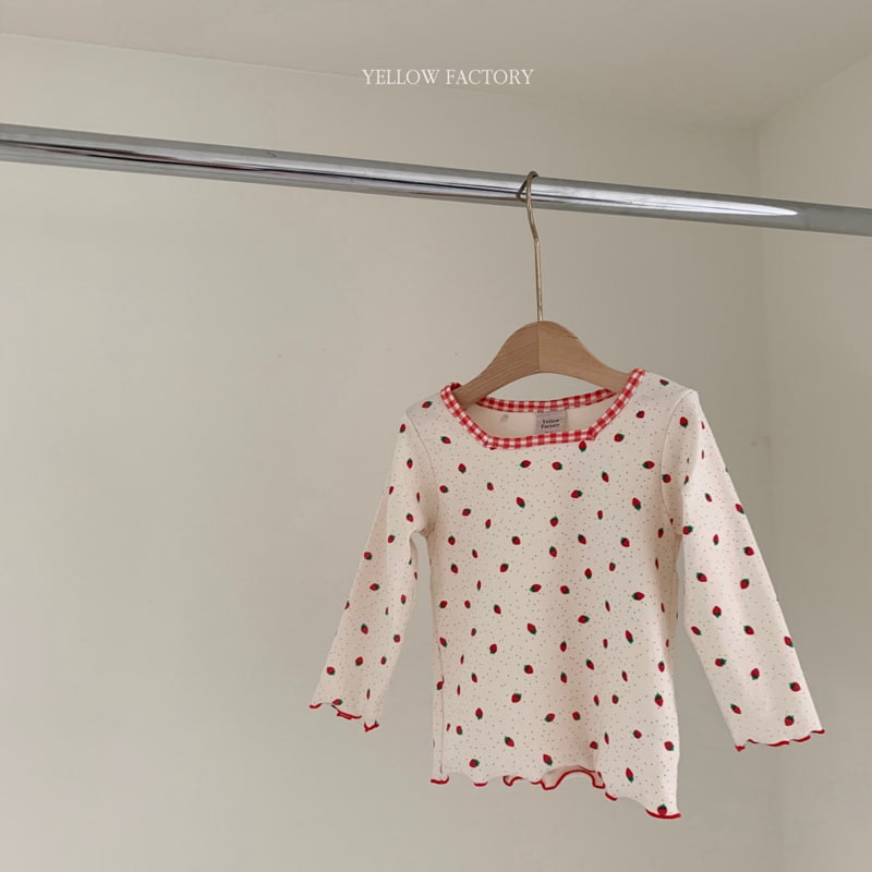 Yellow Factory - Korean Children Fashion - #childofig - Strawberry Check Tee - 9