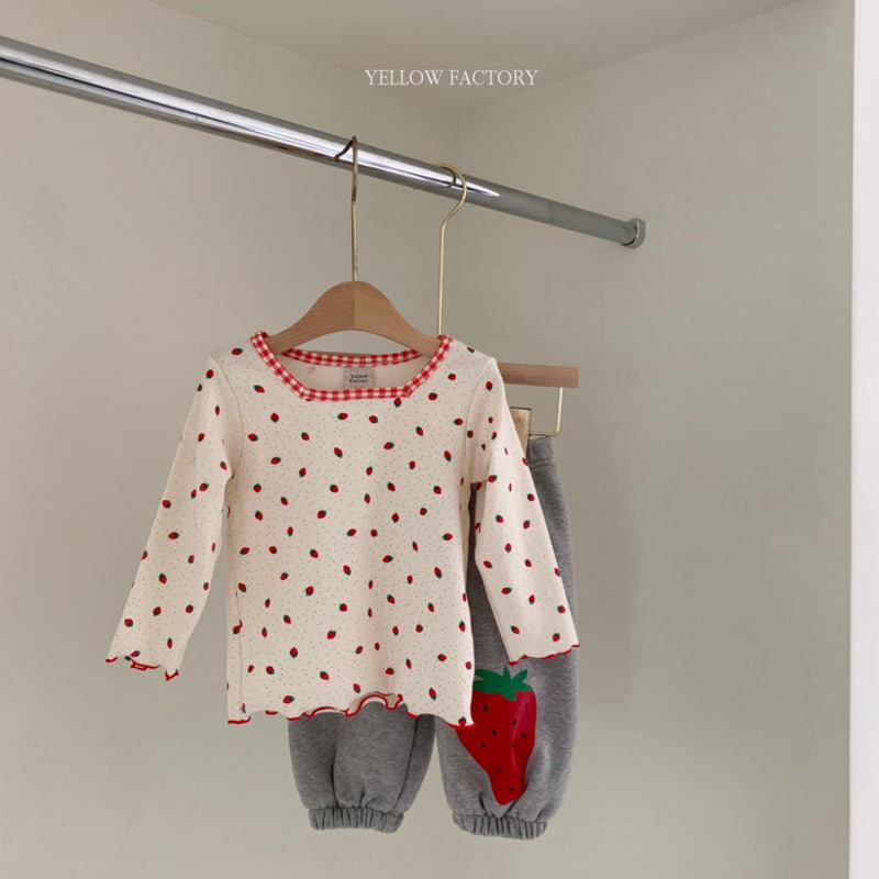 Yellow Factory - Korean Children Fashion - #magicofchildhood - Strawberry Check Tee - 6