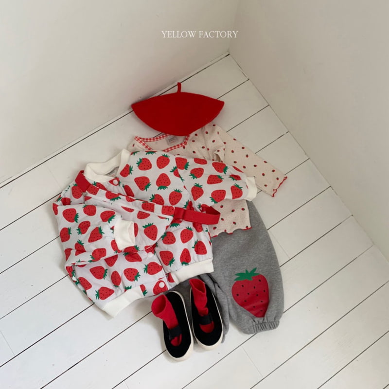 Yellow Factory - Korean Children Fashion - #minifashionista - Strawberry Check Tee - 7