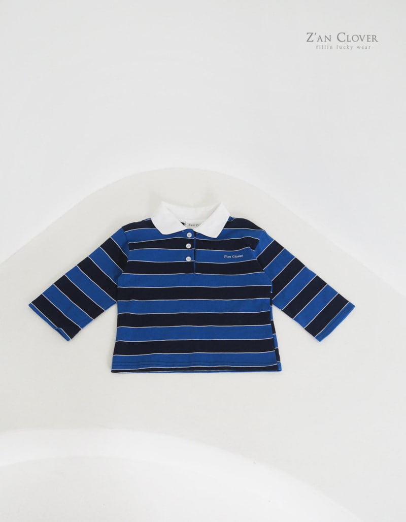 Zan Clover - Korean Children Fashion - #childofig - Box Stripe Collar Tee - 3