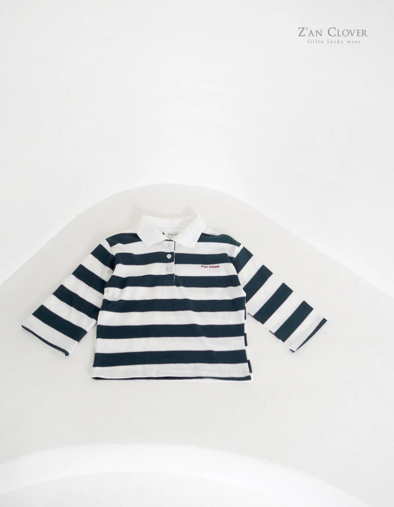 Zan Clover - Korean Children Fashion - #designkidswear - Box Stripe Collar Tee - 5