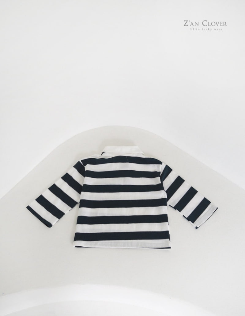 Zan Clover - Korean Children Fashion - #kidzfashiontrend - Box Stripe Collar Tee - 10