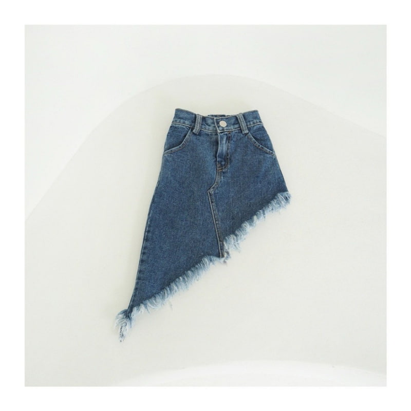 Zan Clover - Korean Children Fashion - #littlefashionista - Unbalance Denim Skirt