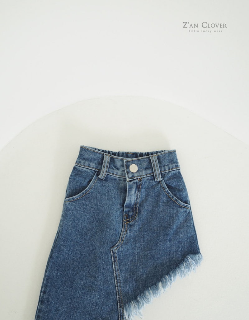 Zan Clover - Korean Children Fashion - #minifashionista - Unbalance Denim Skirt - 3