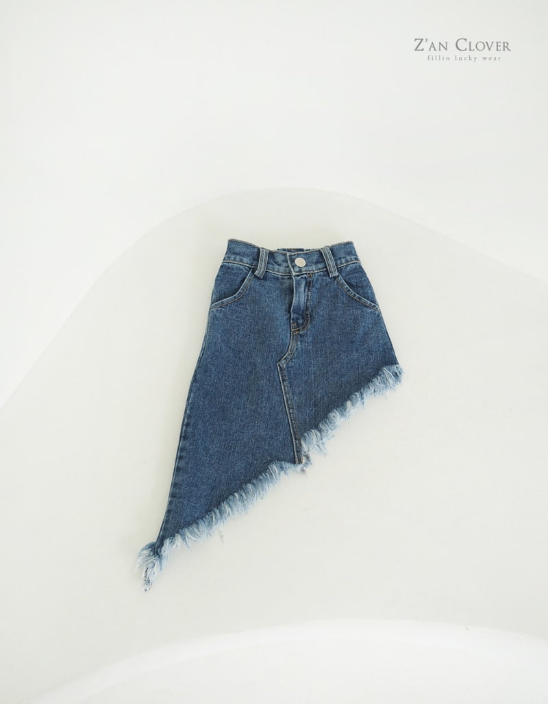 Zan Clover - Korean Children Fashion - #minifashionista - Unbalance Denim Skirt - 4