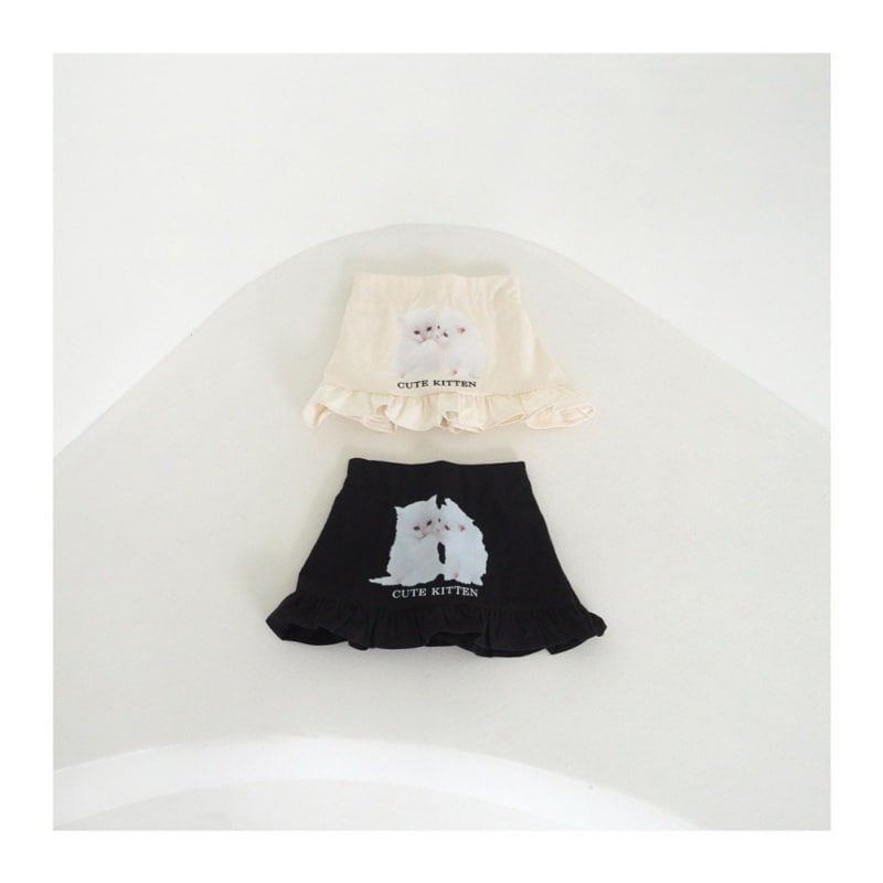 Zan Clover - Korean Children Fashion - #todddlerfashion - Kitten Skirt