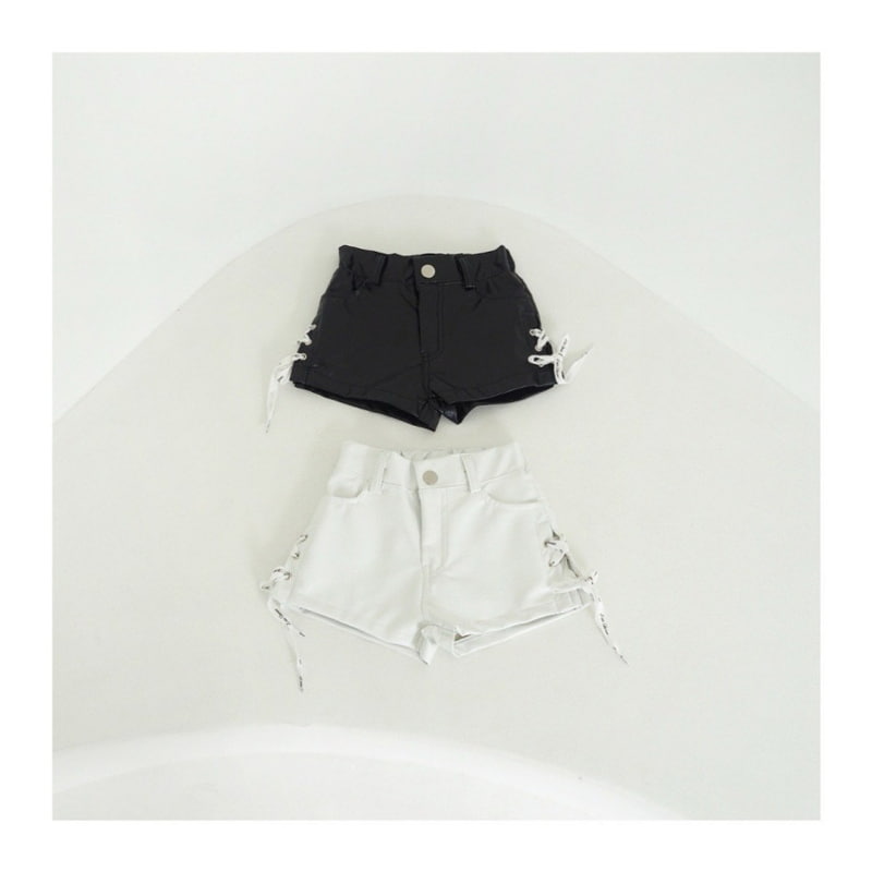 Zan Clover - Korean Children Fashion - #toddlerclothing - Eyelet Leather Short Pants