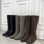 Suede Wide Middle Half Boots