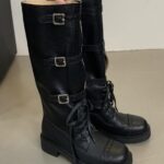 Strap Buckle Long Half Boots